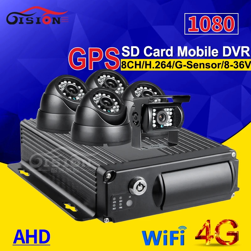 5ชิ้นAHD 1080จุดรถDvrกล้อง+ 8CH 4กรัมG GPS Wifi SDการ์ดยานพาหนะมือถือDvrวิดีโอ/บันทึกเสียงสนับสนุนCmsv6วิดีโอเวลาจริง