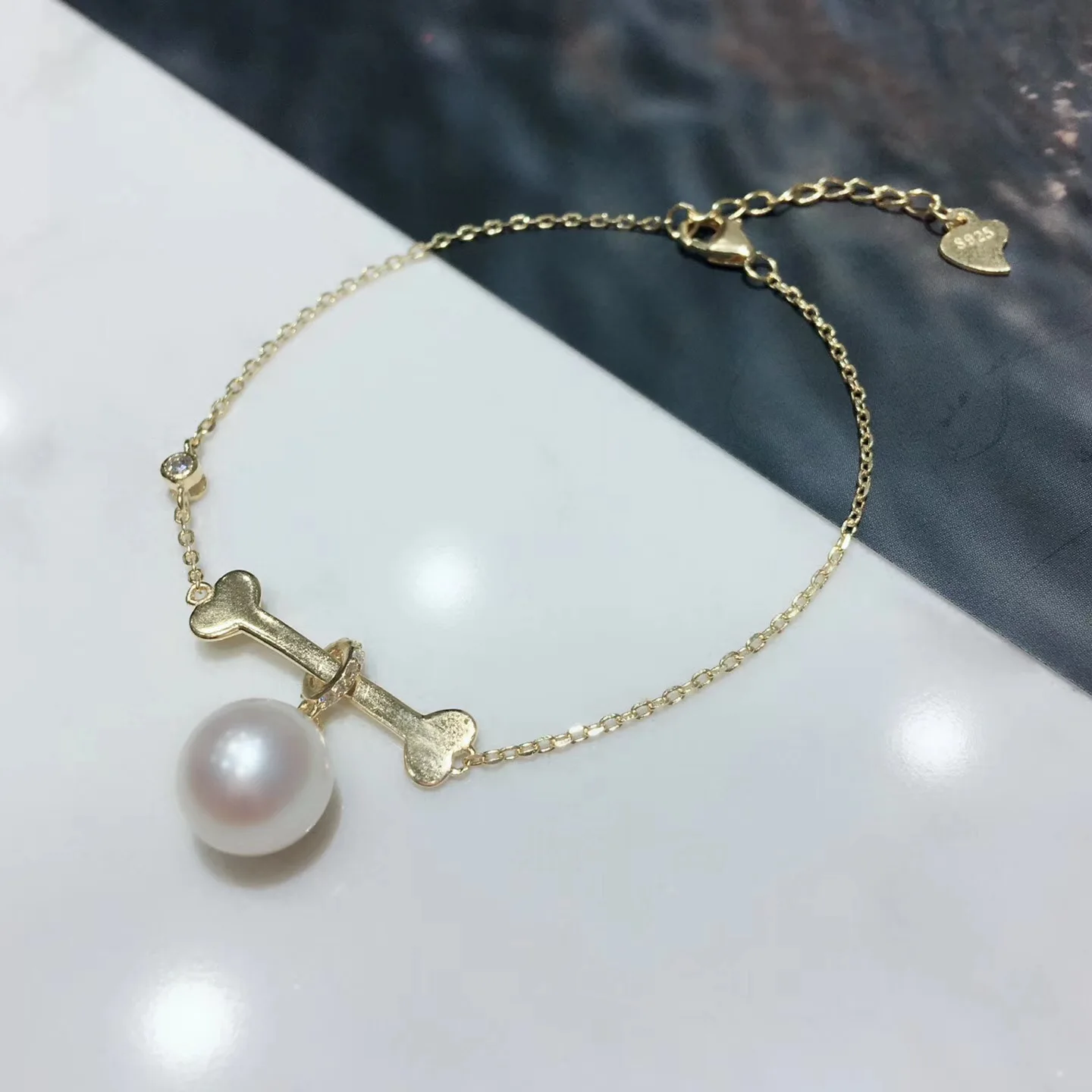 S925 Sterling Silver Dogbone Design Bracelet Findings Women DIY Pearl Bracelet Chain Accessory Silver&Gold Color 3Pieces/Lot