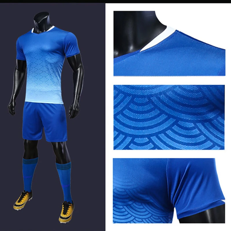 Professional Custom Adult Men 2020 Soccer Jerseys Set Football Uniforms Kit Boys Kids Breathable Futsal Shirt+Shorts Tracksuit