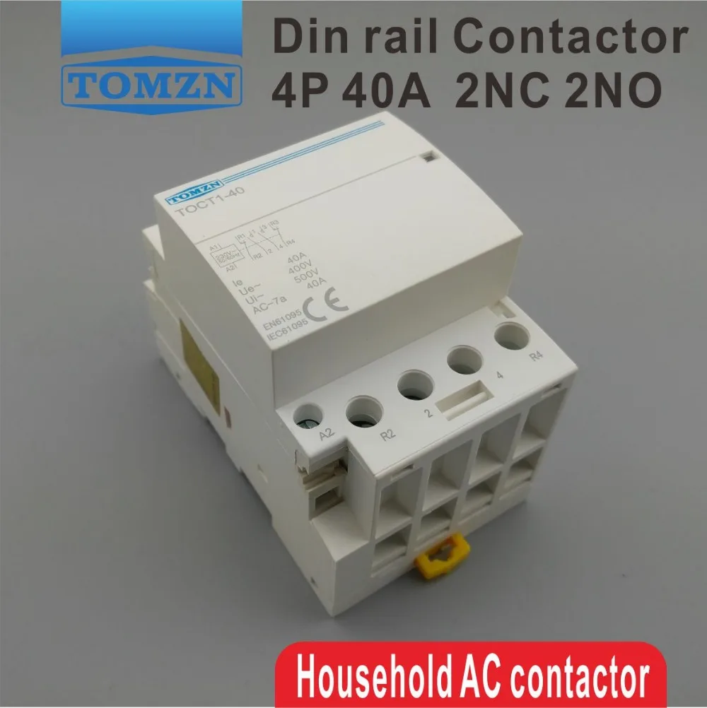 TOCT1 4P 40A 2NC 2NO 220V 400V~ 50/60HZ Din rail Household ac Modular contactor