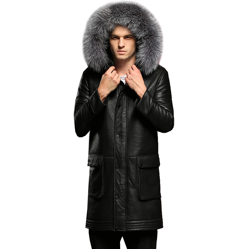 

100% Guaranteed Real Sheepskin Fur Coat Genuine Full Pelt Shearling Male Formal Winter Clothing Sheepskin Jacket Men Fur Outwear