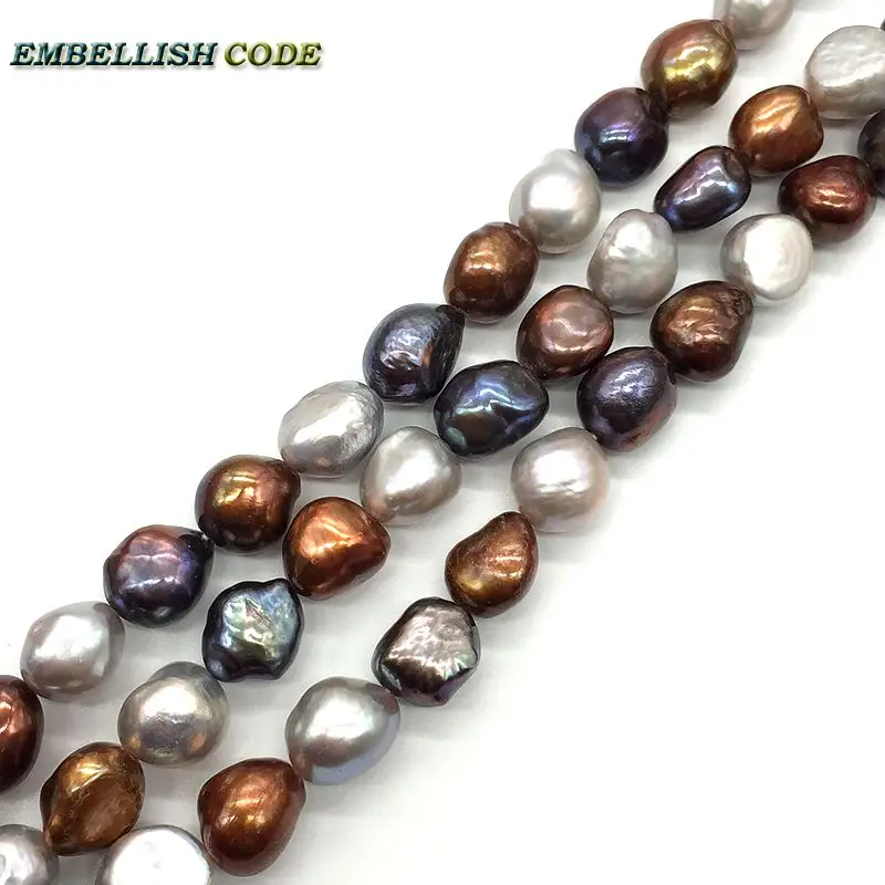 DIY pearl beads on sales peacock brown gray mixed 10mm pearls teardrop shape Strand (about 39pcs/lot) natural Freshwater pearls