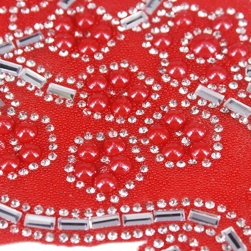 10piece Red Beads Crystal Hotfix Motif Rhinestones Applique Iron on Sticker  Patches Craft Sewing Accessories  T2340