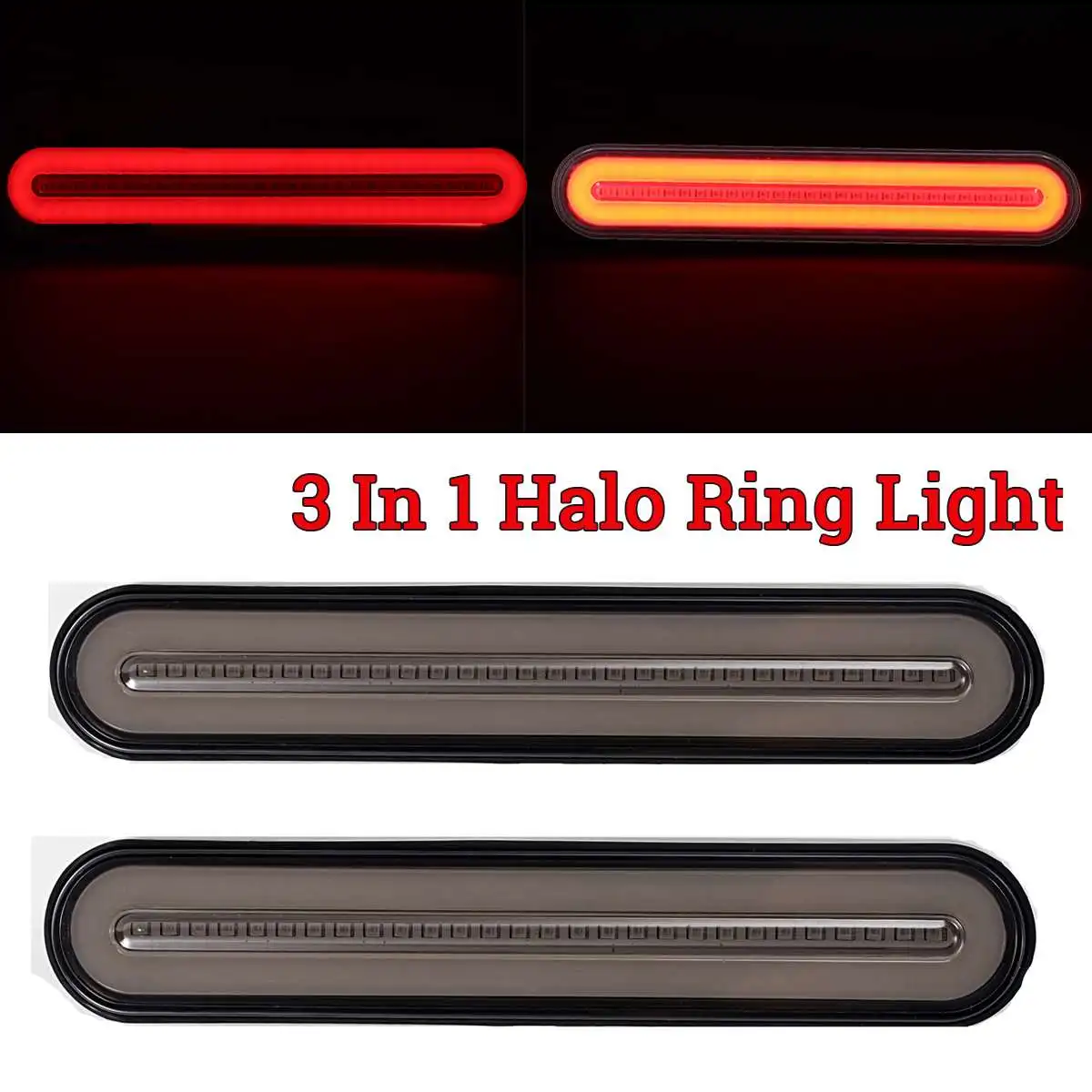 3 in 1 Neon LED Trailer Truck Brake Light Waterproof Tail Brake Stop Light Flowing Turn Signal Lamp 12-24V