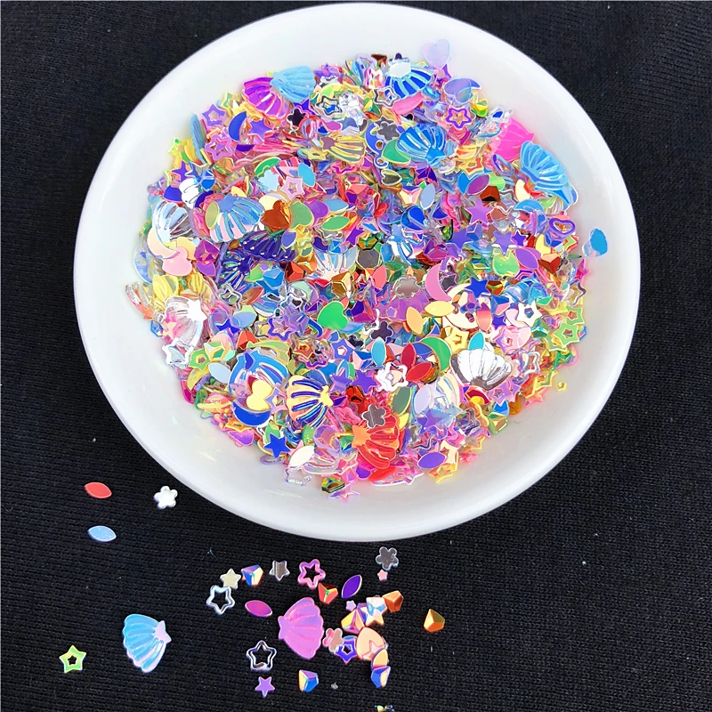 10g/Pack Mixed Colors 3-7mm Mixed Star Heart Shape Loose Sequins DIY nail Craft,Slime Making, Wedding Decoration confetti