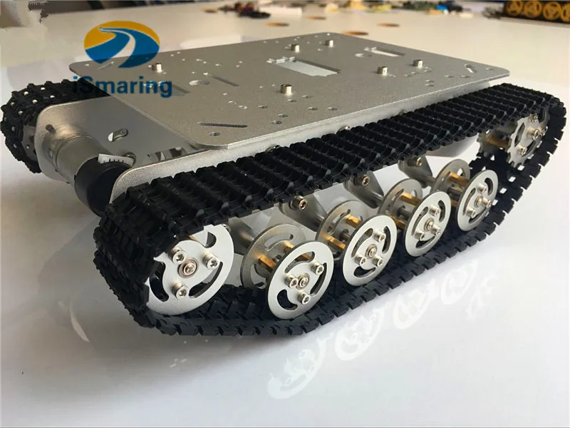 Official iSmaring Silver Damping shock absorption Robot Tank car Chassis Suspension Caterpillar Tractor Chassis rc clawler