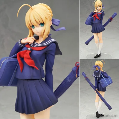 NEW hot 20cm Fate stay night Saber Saber School uniform style action figure toys collection christmas toy doll with box