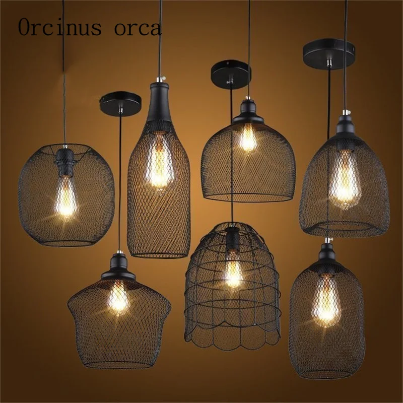 Nordic retro industrial wind cage iron Chandelier cafe bar restaurant creative network chandelier free shipping