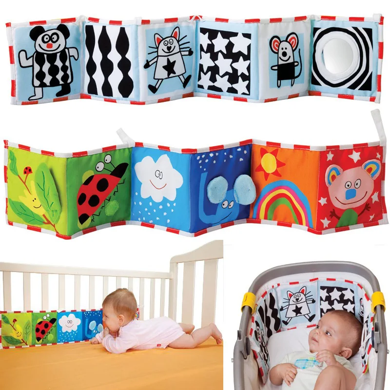 Baby Bed Bumper Double-sided Cloth Pram Book Reversible Colorful Baby Crib Clip-on Bumpers For Infant Bebe Stroller Accessories