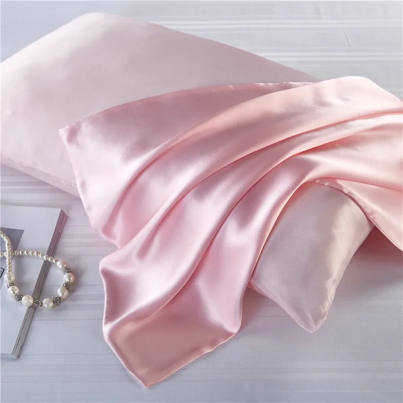 

both Side 100% Mulberry Silk Pillowcases Envelope Pure Silk Pillow Case Pillowcase for Healthy Sleep pink color