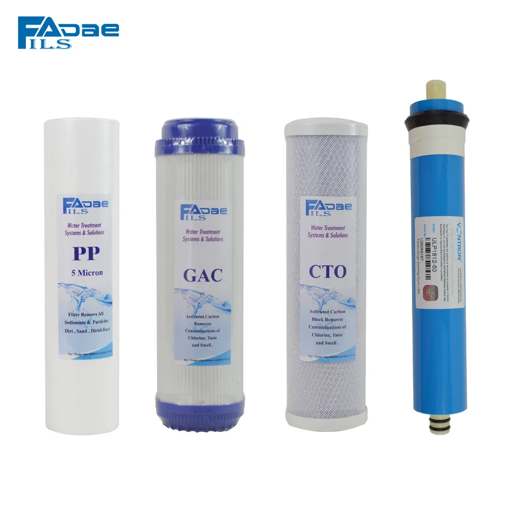 

Water Purifier Components Water Filter Cartridges 10" PP+GAC+CTO+50G RO Membrane Elements