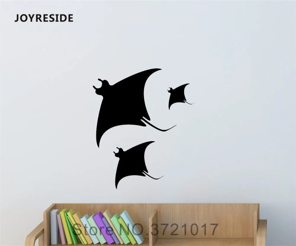 JOYRESIDE Manta Ray Wall Fish Ocean Stingray Sea Animal Decal Vinyl Sticker Decor Kids Baby Girl Boy Room Design Home Mural A421