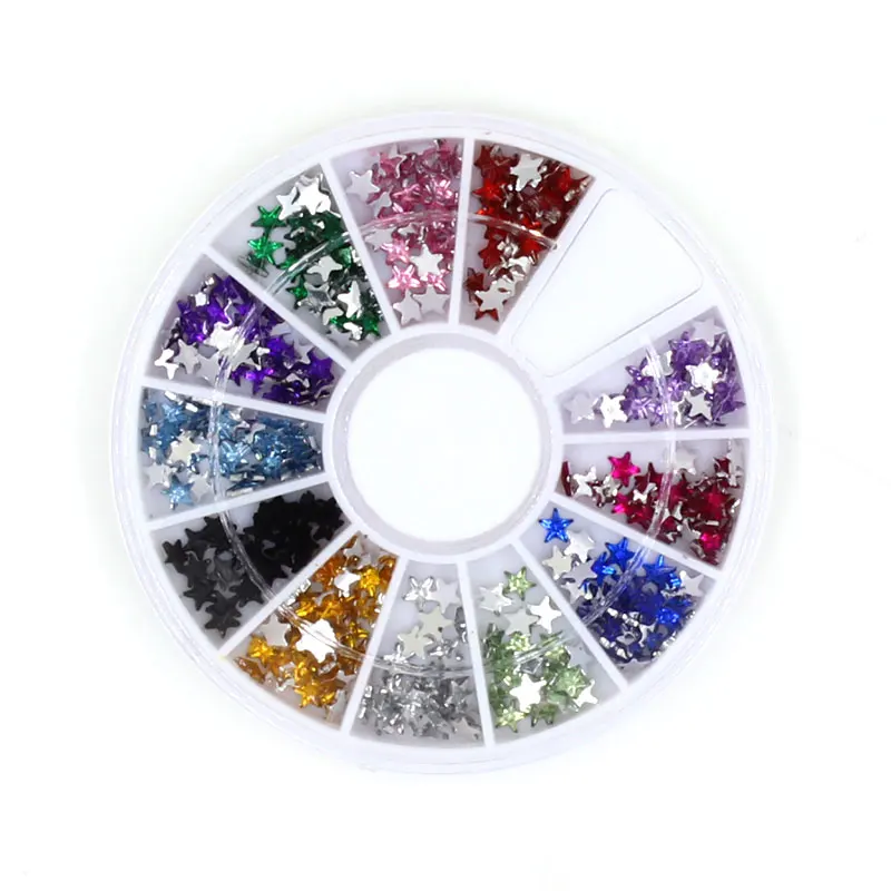 3D Tips Silver Acrylic Round Rhinestone Crystal Glitter Flat Back Wheel Design Nail Art Decoration Phone Manicure Jewelry Tools