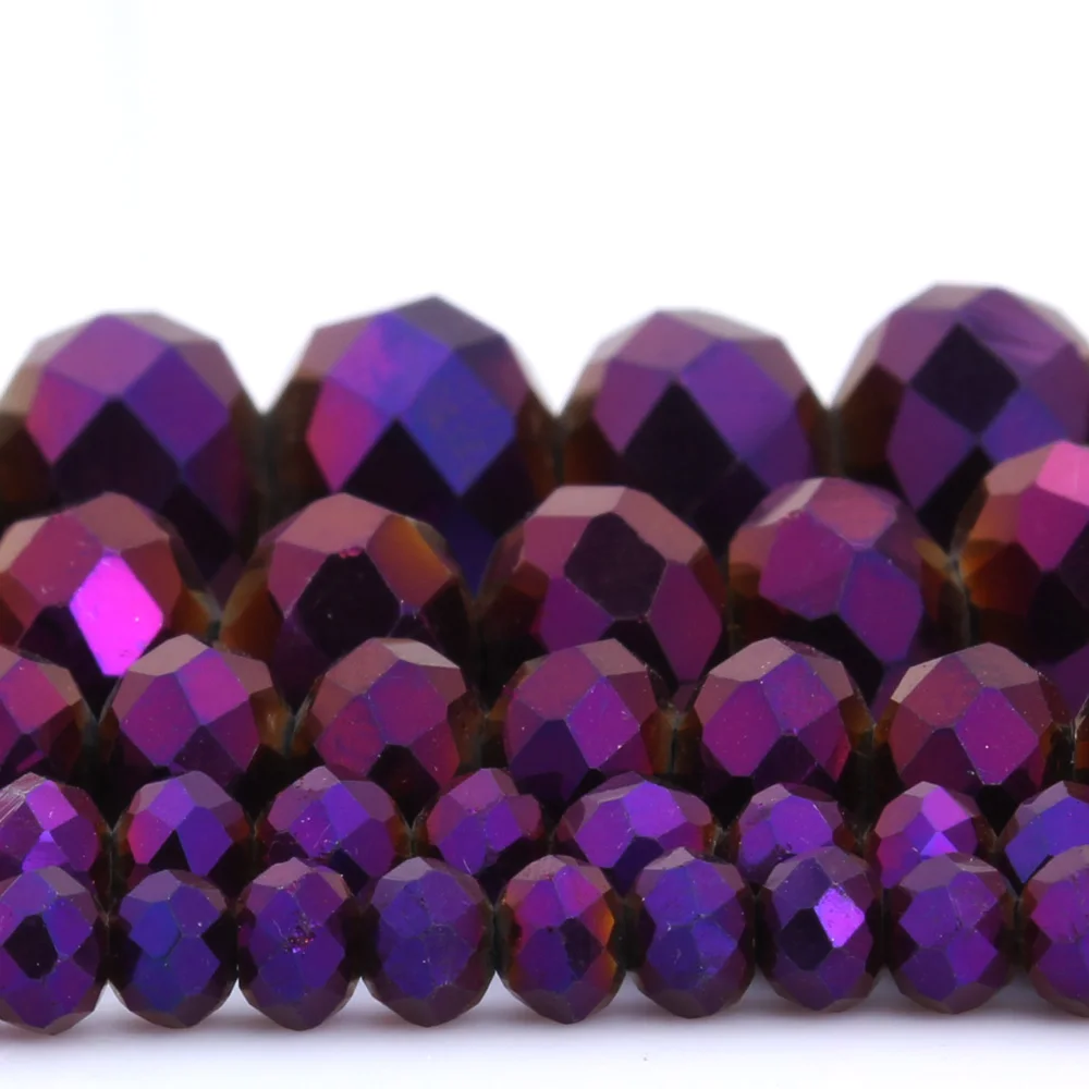 OlingArt 3/4/6/8/10mm Round Beads Rondelle Austria faceted Multicolored crystal purple color Loose bead DIY Jewelry Making