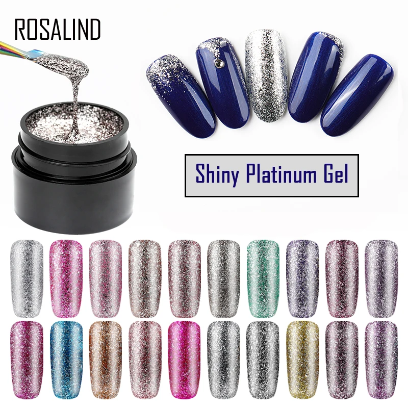 ROSALIND เล็บเจลเล็บชุดแพลทินัมเงาเล็บสำหรับเล็บเจล Lak UV สี Top Base Coat Primer Hybrid เคลือบ