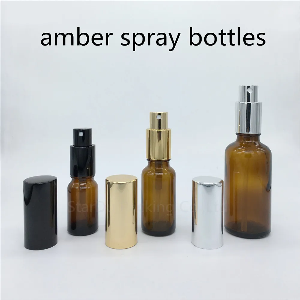 10ml 15ml 20ml 30ml 50ml 100ml Amber Glass Bottle With Perfume Aluminum sprayer, Essential Oil Spray Glass Bottles 200pcs