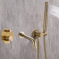 Bathtub Mount Shower Set Mixer Valve 2 Function Bathtub Filler Mixer Taps Hot & Cold Bathroom Shower Faucet Bath Spout Shower