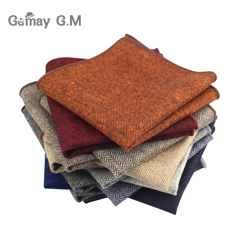 

High Quality Hankerchief Scarves Business Suit Hankies Wool Casual Mens Pocket Square Solid Handkerchiefs For Wedding 23*23cm