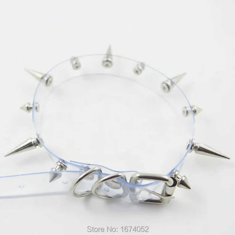 Sexy Punk Harajuku Rock Buckle PVC 100% Handmade Vinyl Clear Choker Spikes Rivets Collar Necklace