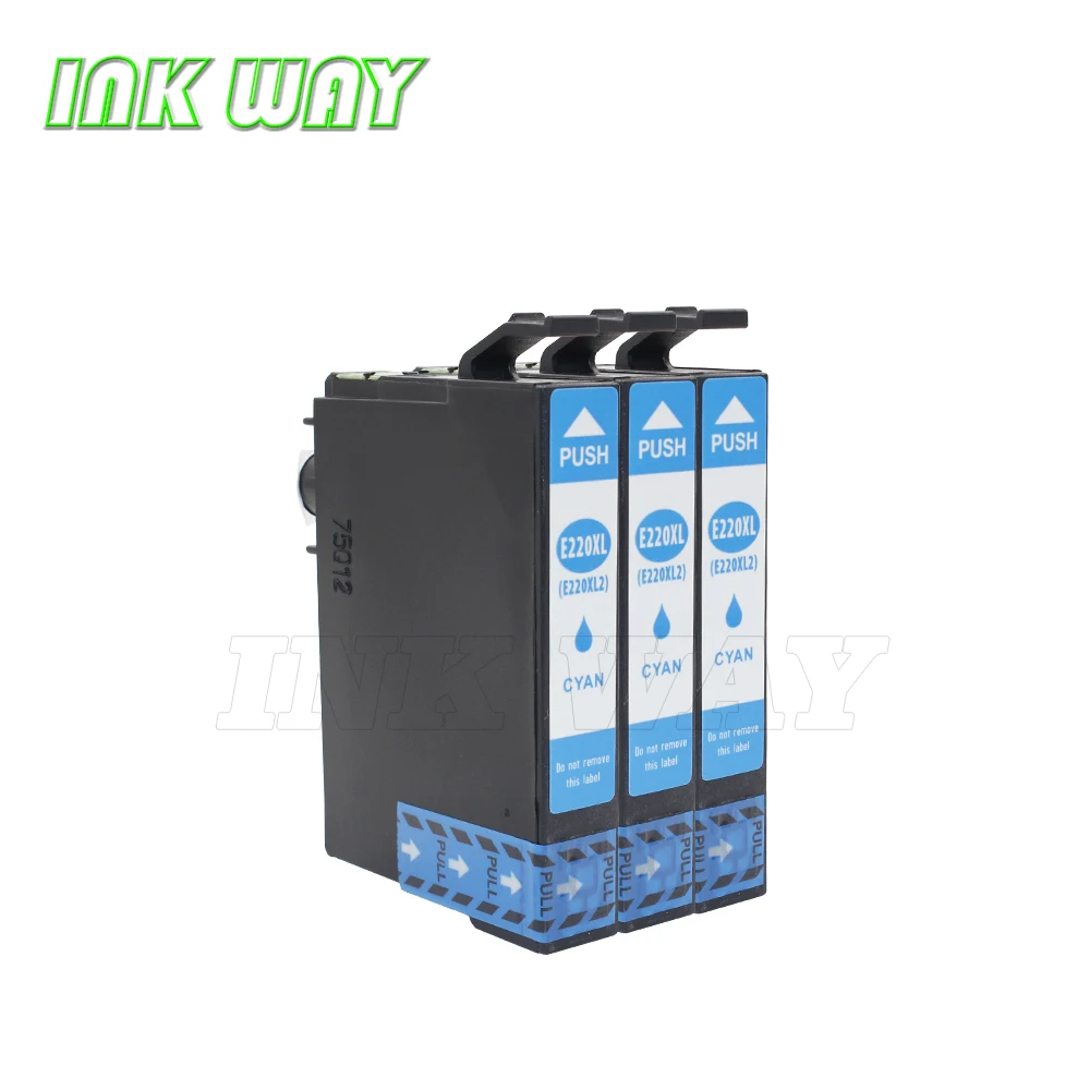 INK WAY  INKWAY High Capacity 3 pack NON OEM  Cyan  Ink Cartridge For Epson 220XL