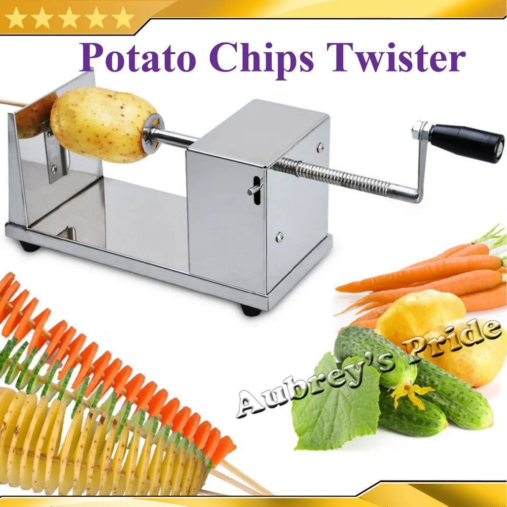 New Manual Stainless Steel Potato Chips Slicer Spiral Twister Vegetable Cutter French Twisted Tornado