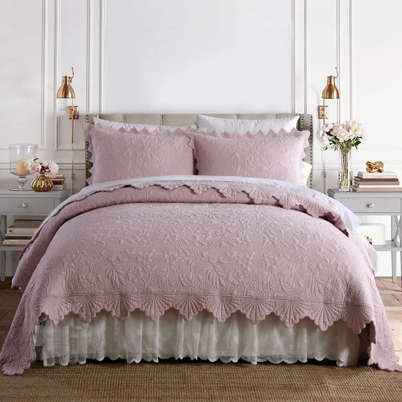 

Luxury Embroidered Cotton Quilt Set 3PC Bedspread on the Bed King Size Summer Coverlet Quilted Blanket for Bed Comforter