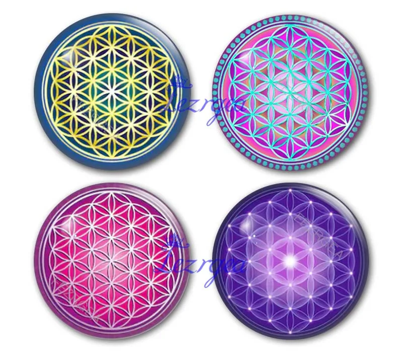 

Flower Of Life Glass Cabochon For Diy Keychain Necklace Handmade Jewerly Making Finding Supplies Base Setting Cameo Demo