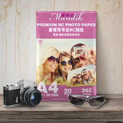 20 levhalar su geçirmez 260gsm A4 RC parlak/parlaklık/kaba mat/Woves fotoğraf kağıdı için mürekkep püskürtmeli yazıcı