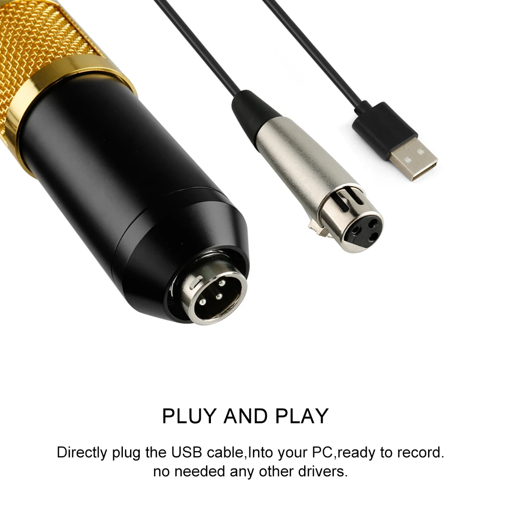 USB Condenser Microphone for Computer With Adjustable Metal Arm Stand Mic for Gaming Podcast Live Streaming for Mac & Windows PC