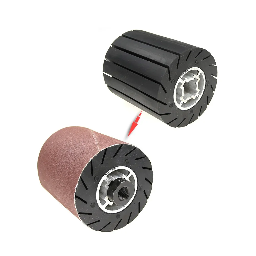 Rolo de Roda de Polimento de Tambor de Borracha M14 Adaptador de Moedor Elétrico Bandas de Lixamento 90x100x19 mm