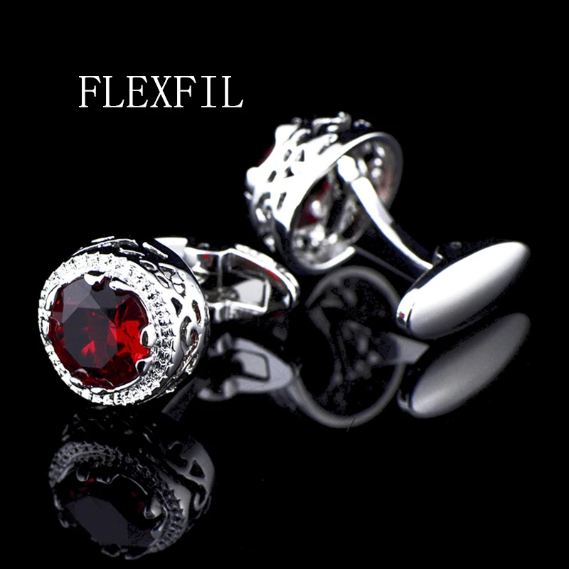 FLEXFIL  Jewelry shirt Fashion cufflink for mens Brand crystal Cuff link Luxury Wedding Button male High Quality Free Shipping