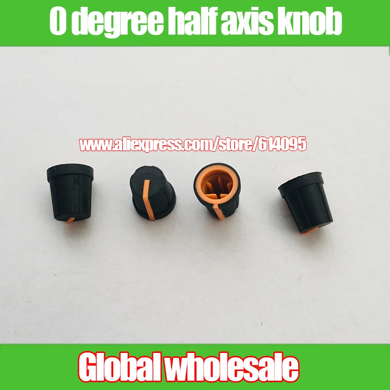 4pcs 0 degree orange rubber soft rubber half shaft semicircular D hole knob cap for disc player equalizer mixer DJ player