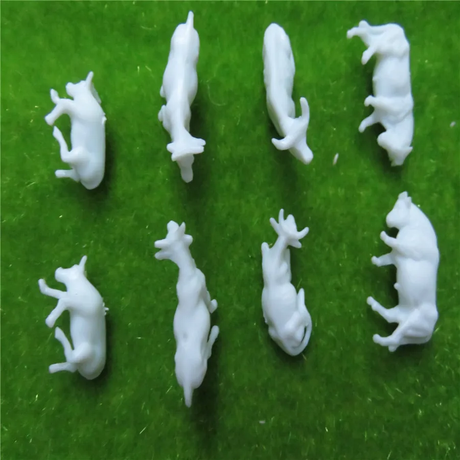 50pcs 1:150 UnPainted White Farm Animals Cows N Scale