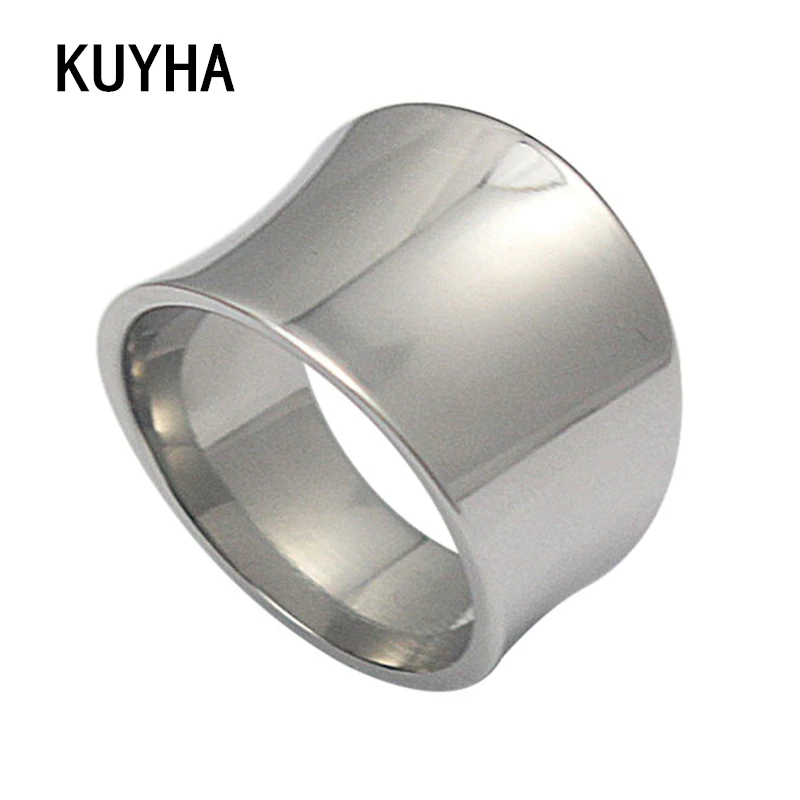 Fashion Jewelry Size 6 7 8 9 10 Punk Irregular Style Silver Color Metal Stainless Steel Jewellery Big Plain Shiny Ring for Women