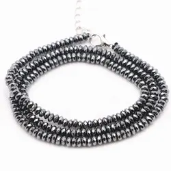Fashion Statement Choker Necklace for Women Health Energy Black Natural Stone Hematite Chain Necklaces Beads Jewelry 18inch A819