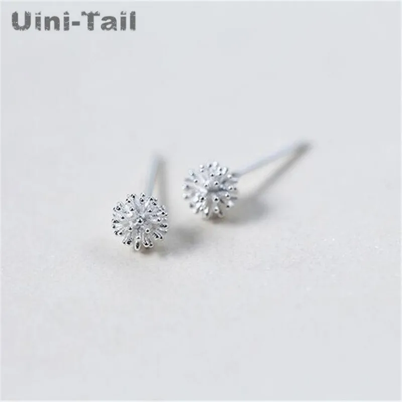 Uini-Tail hot new 925 Tibetan silver dandelion flower ball Christmas snowflake delicate earrings female classic simple earrings