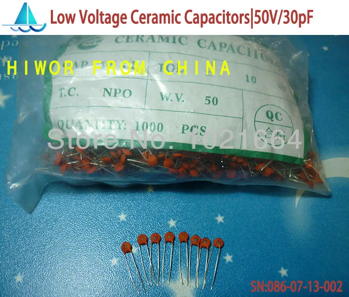 

(1000pcs/lot)(Ceramic Capacitors|Low) 50V 30pF, Low Voltage Ceramic Disc Capacitor, TOL.10%