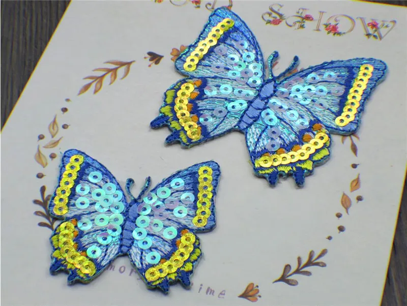 AHYONNIEX Marke 1PC pailletten schmetterling patch Eisen auf patches für kleidung kostüm kleber stickerei paste rock dekoration – Detail 7