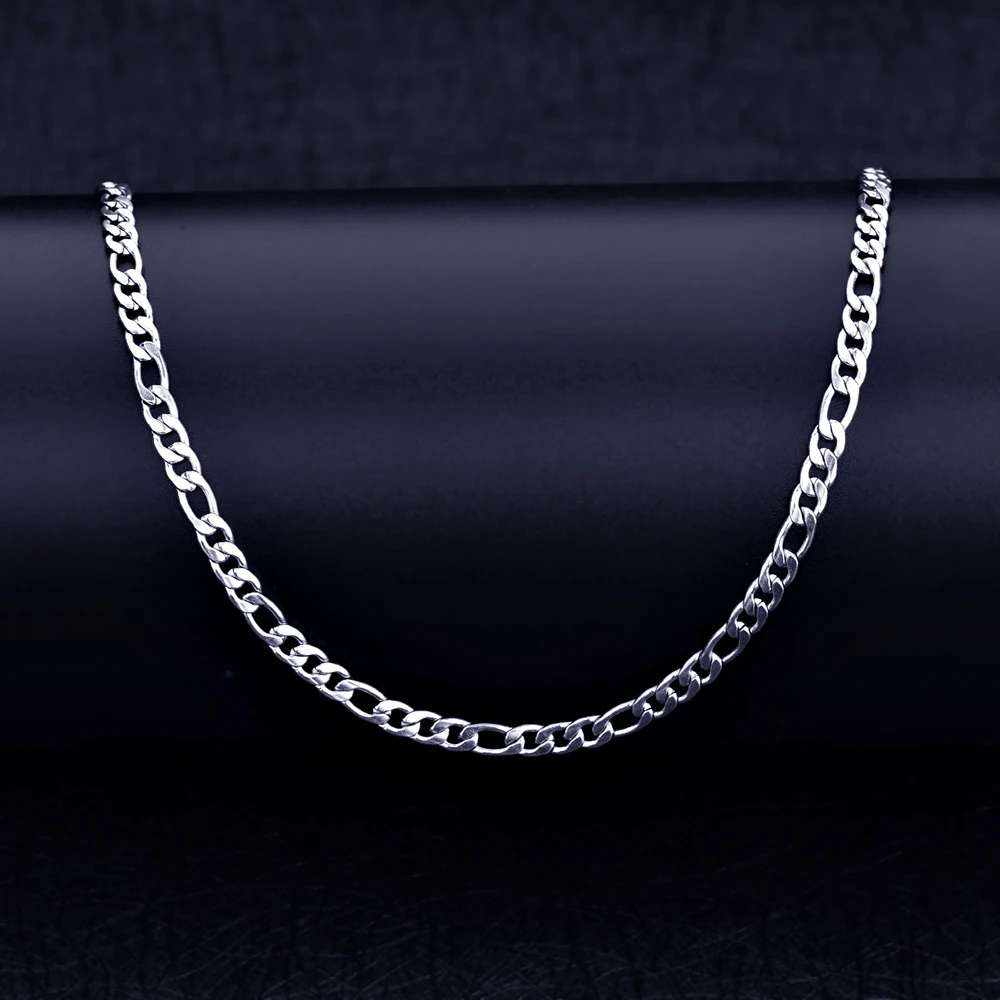 Cheap Stainless Steel 4MM 3:1 Long Figaro Chain Necklace Fashion Men\'s Party Jewelry Length 50/55/60/70CM drop shipping