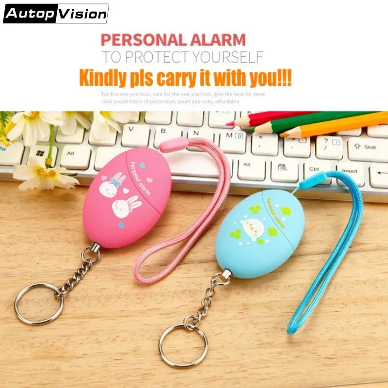 

2018 New Model Cartoon printed personal key chain alarm 120DB Self Defense Anti-Attack Safety Alarm Keychain for Girls students