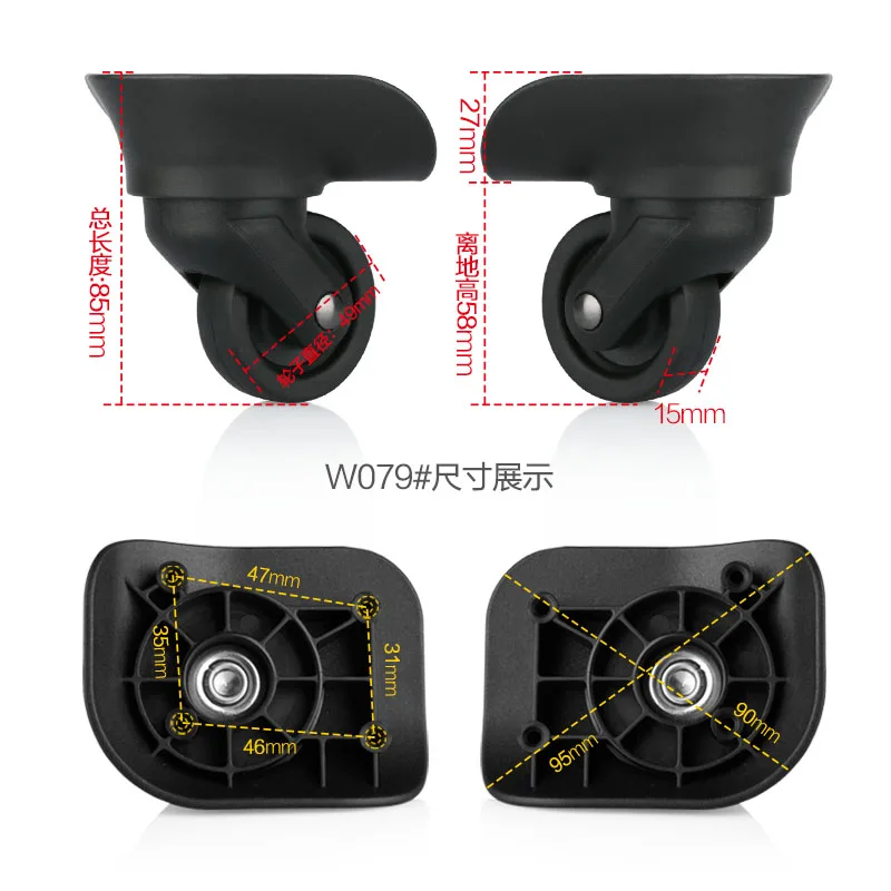 Imagem -03 - Roda Universal para Trolley Bagagem e Trunk Mute Bagagem Caster Substituição Reparação Parte Lk054 Acessórios