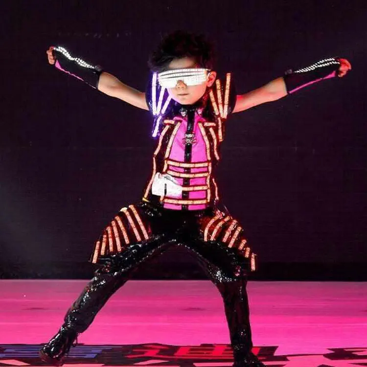 

Colorful LED Luminous Robot Suit Clothes Illuminate Growing Led Party Dress Costumes For Children Gift Stage Performance