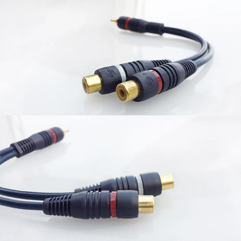 2 RCA Male to 1 RCA Female OFC Audio Splitter Cable Audio Converter Adapter Distributor Cord Wire Line For Car Audio