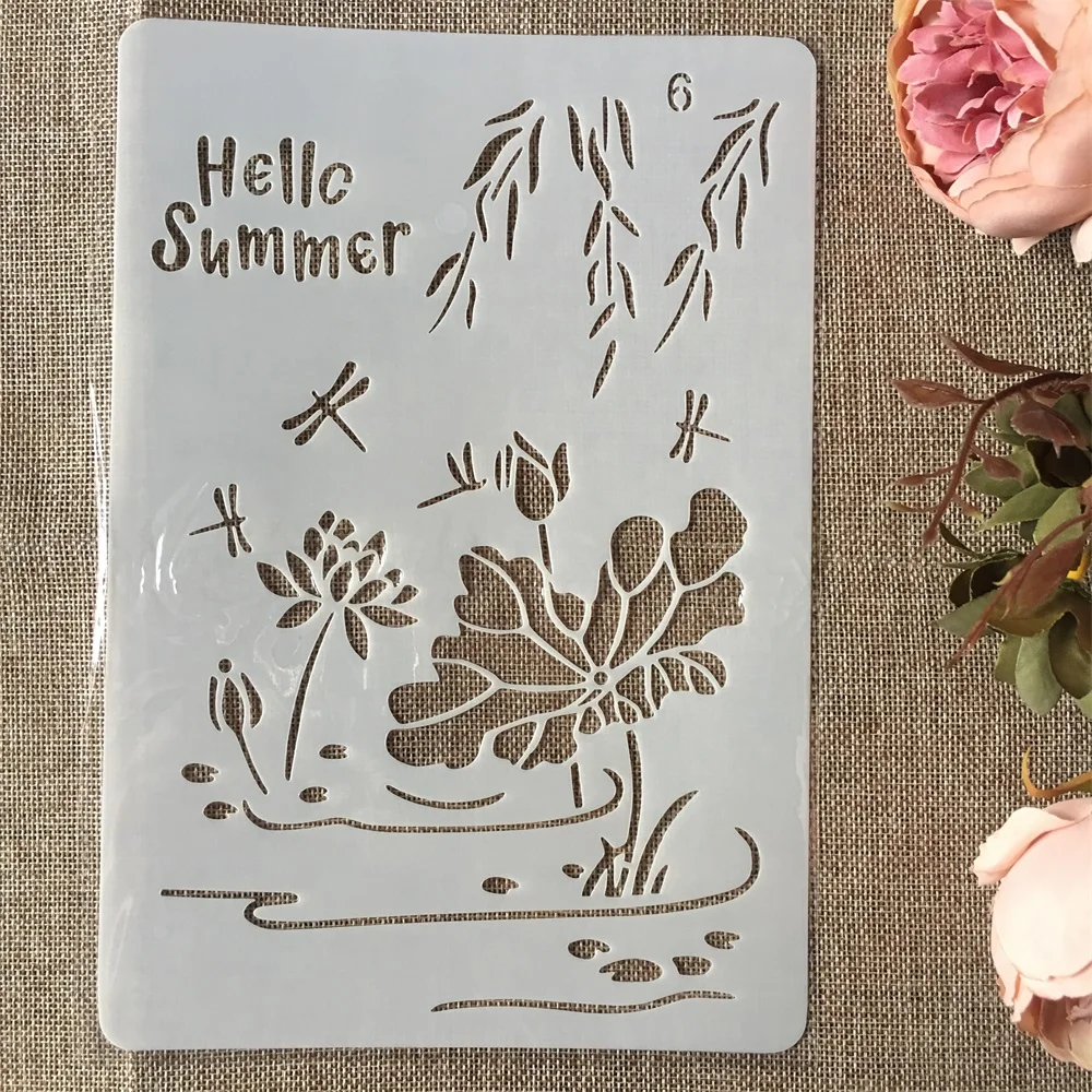 

New 26cm Hello Summer DIY Craft Layering Stencils Painting Scrapbooking Stamping Embossing Album Paper Card Template