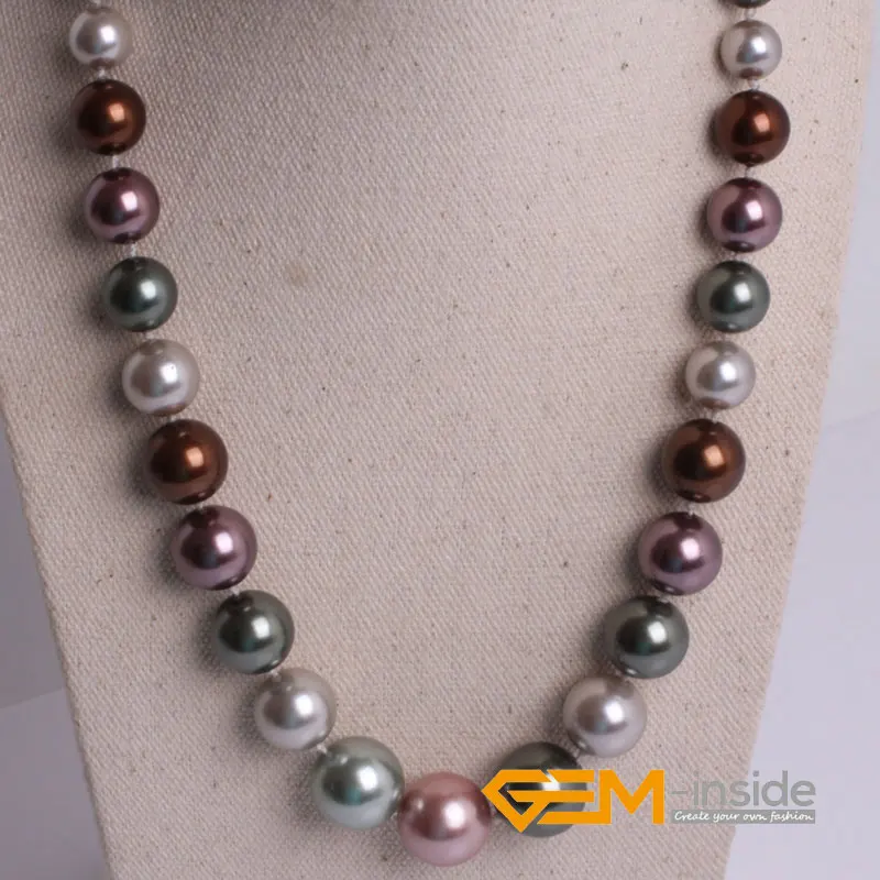 8mm-16mm multicolor natural shell pearl beads necklace DIY jewelry for women gift Yoga Meditation necklace free shipping