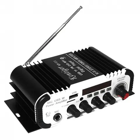 Support 6.5mm Mic Bluetooth Karaoke Amplifier USB TF FM AUX dac Speaker Amplificador