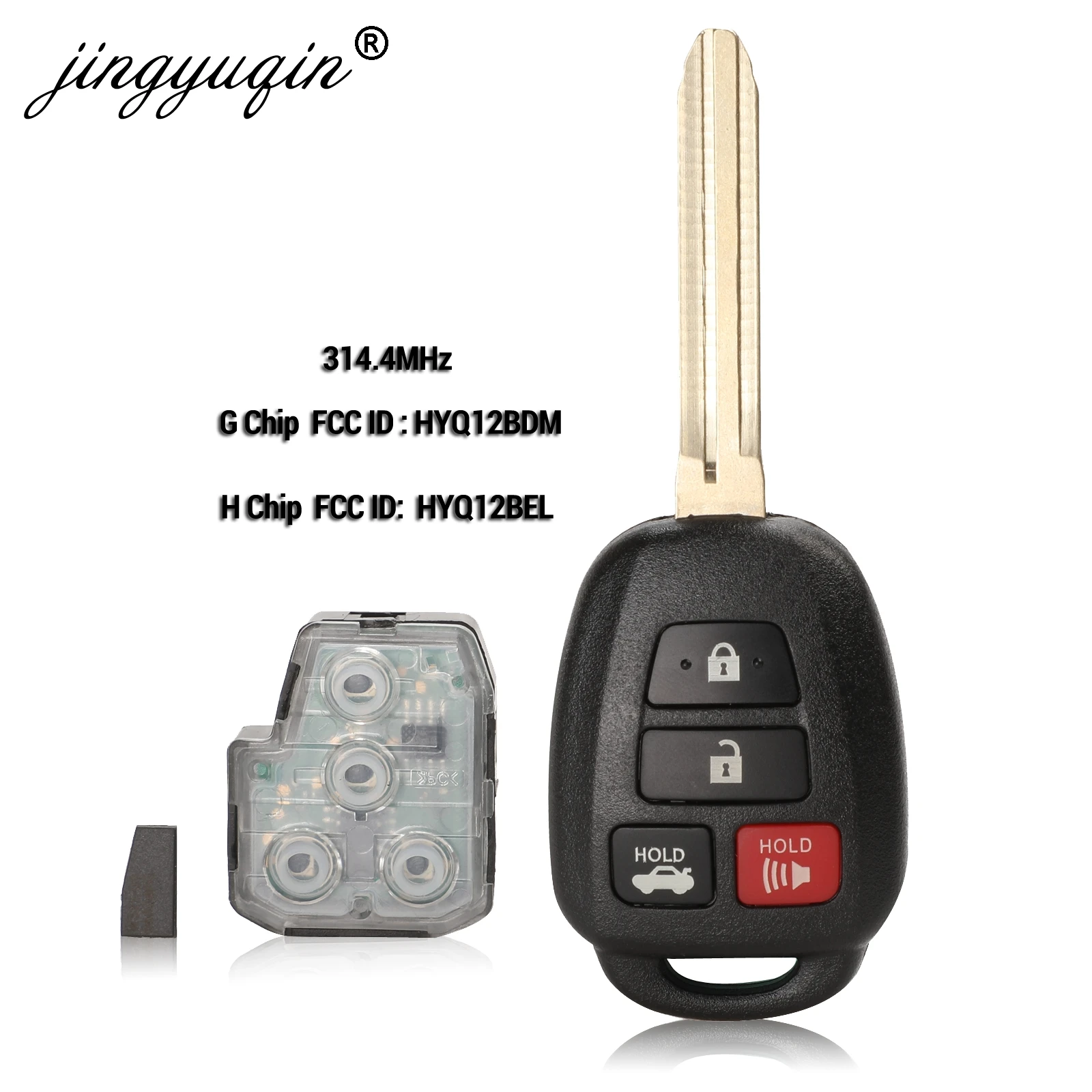 

jingyuqin HYQ12BDM 314.4Mhz Remote key G/ H Chip For Toyota Camry Corolla 2012-2017 HYQ12BEL No Mark