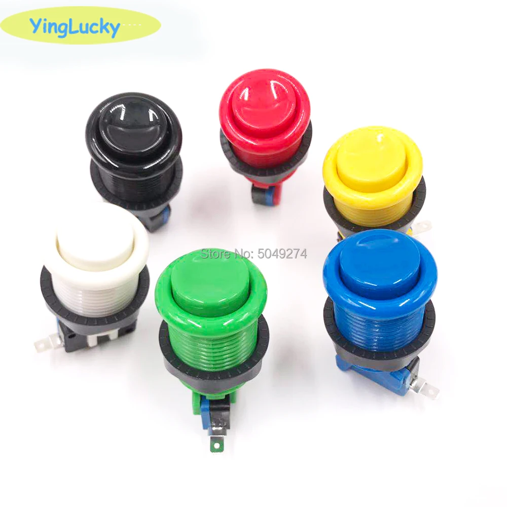 Yinglucky 8 Buah/Lot 28Mm Happ Tombol Tekan Amerika Standar Gaya dengan Sakelar Mikro Kit DIY Suku Cadang Mesin Permainan Tombol Arcade