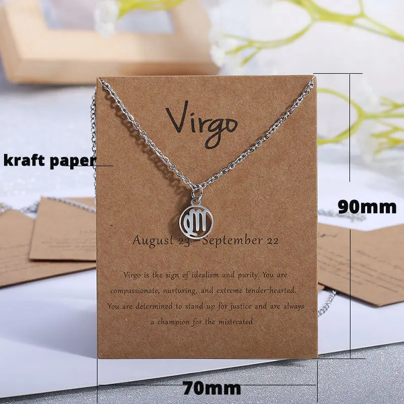 100pcs 9*7 CM Kraft Paper Constellation Card Zodiac Horoscope Printed Tags Packing Card Jewelry Cards Wholesale Customize