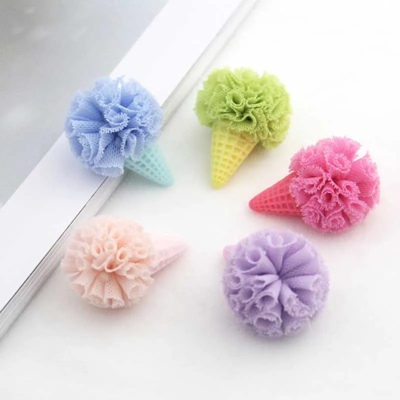 20pcs/lot Mix color 3.2*2.5cm Flower Ball ice cream For Children Hair Accessories and DIY handmde Artificial Flowers